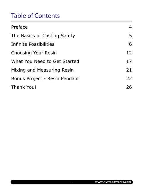 Beginners Guide to Resin Casting Table of Contents